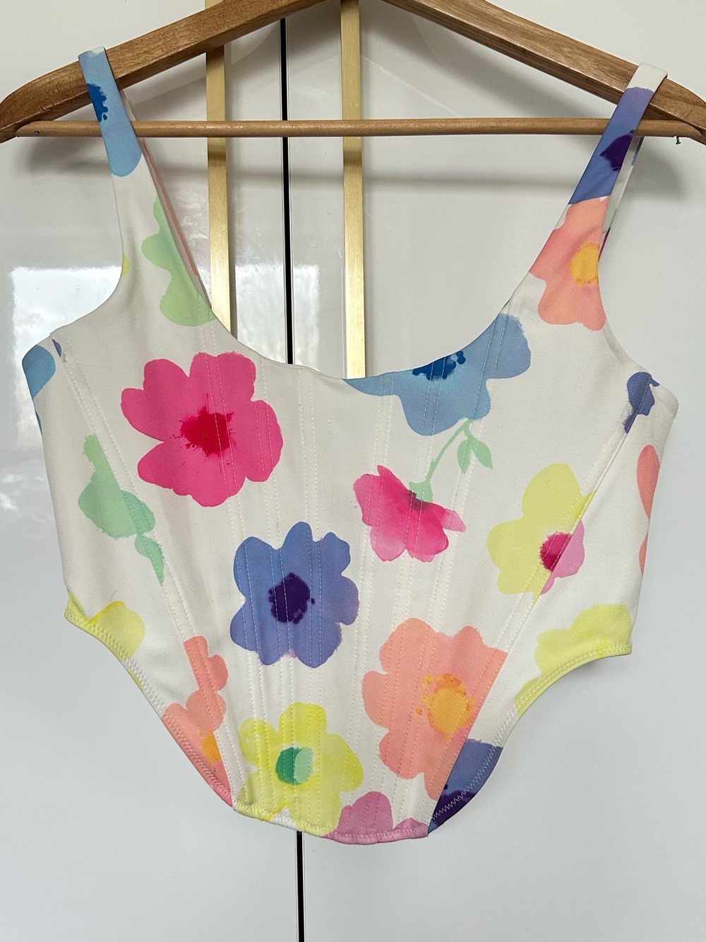 White Fox Boutique "Saturday Sun" floral corset bustier top Medium